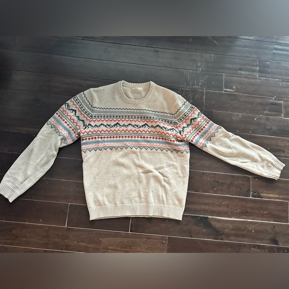 Marine Layer Cream and Blue Crewneck Sweater - Men’s